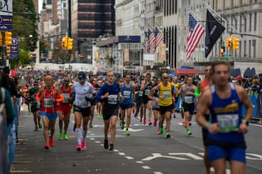 NEW YORK, NY - NOVEMBER 03: Runners are seen during the 2019 TCS New York City Marathon on November 3, 2019 in New York City. (Photo by David Dee Delgado/Getty Images)