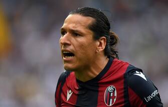 UDINE, ITALY - SEPTEMBER 29: Federico Santander of Bologna FC  reacts during the Serie A match between Udinese Calcio and Bologna FC at Stadio Friuli on September 29, 2019 in Udine, Italy.  (Photo by Alessandro Sabattini/Getty Images)