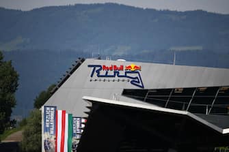 SPIELBERG, AUSTRIA - JULY 02: A general view of the pit building during previews for the F1 Grand Prix of Austria at Red Bull Ring on July 02, 2020 in Spielberg, Austria. (Photo by Bryn Lennon/Getty Images)