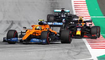 McLaren's British driver Lando Norris steers his car during the Austrian Formula One Grand Prix race on July 5, 2020 in Spielberg, Austria. (Photo by Mark Thompson / POOL / AFP) (Photo by MARK THOMPSON/POOL/AFP via Getty Images)