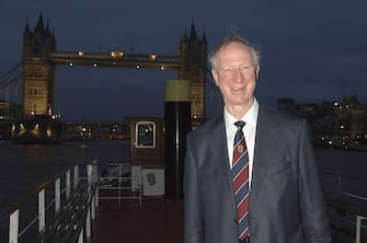 LONDON - MARCH 20: Former footballer Jack Charlton       , who played in the 1966 World Cup final, cruise the River Thames by boat, culminating in the Heroes '66 Reunion Dinner being held at the Tower of London on March 20, 2006 in London, England. The special dinner - which is the first ever reunion of the 1966 World Cup finalists, is hosted by the German Embassy commemorating 40 years since England won the Jules Rimet trophy. (Photo by Dave Benett/Getty Images) 