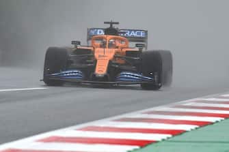 McLaren's Spanish driver Carlos Sainz Jr steers his car during the qualifying for the Formula One Styrian Grand Prix on July 11, 2020 in Spielberg, Austria. (Photo by Joe Klamar / various sources / AFP) (Photo by JOE KLAMAR/AFP via Getty Images)