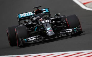 BUDAPEST, HUNGARY - JULY 18: Lewis Hamilton of Great Britain driving the (44) Mercedes AMG Petronas F1 Team Mercedes W11 on track during qualifying for the F1 Grand Prix of Hungary at Hungaroring on July 18, 2020 in Budapest, Hungary. (Photo by Leonhard Foeger/Pool via Getty Images)