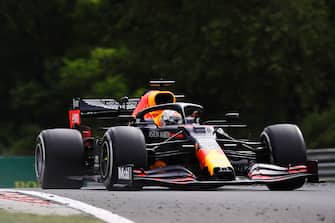 BUDAPEST, HUNGARY - JULY 19: Max Verstappen of the Netherlands driving the (33) Aston Martin Red Bull Racing RB16 on track during the Formula One Grand Prix of Hungary at Hungaroring on July 19, 2020 in Budapest, Hungary. (Photo by Mark Thompson/Getty Images)