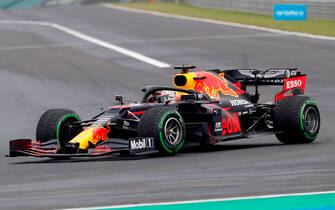 Red Bull's Dutch driver Max Verstappen steers his car during the Formula One Hungarian Grand Prix race at the Hungaroring circuit in Mogyorod near Budapest, Hungary, on July 19, 2020. (Photo by Darko Bandic / POOL / AFP) (Photo by DARKO BANDIC/POOL/AFP via Getty Images)