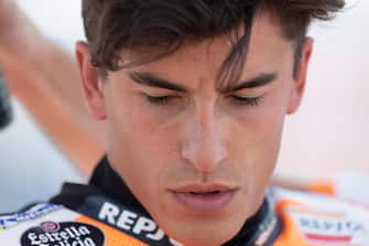 JEREZ DE LA FRONTERA, SPAIN - JULY 19: Marc Marquez of Spain and Repsol Honda Team  prepares to start on the grid during the MotoGP race during the MotoGP of Spain - Race at Circuito de Jerez on July 19, 2020 in Jerez de la Frontera, Spain. (Photo by Mirco Lazzari gp/Getty Images)