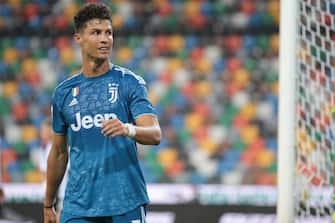 Portuguese striker Cristiano Ronaldo of Juventus reacts during the Serie A match at Dacia Arena, Udine. Picture date: 23rd July 2020. Picture credit should read: Jonathan Moscrop/Sportimage