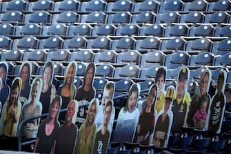 SAN DIEGO, CALIFORNIA - JULY 24:  Cutouts of fans line the seats behind homeplate prior to during the  Opening Day game between the San Diego Padres and the Arizona Diamondbacks at PETCO Park on July 24, 2020 in San Diego, California. (Photo by Sean M. Haffey/Getty Images)