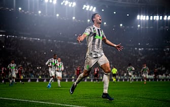 Juventus' Portuguese forward Cristiano Ronaldo celebrates scoring his team's second goal during the Italian Serie A football match between Juventus and Genoa on October 30, 2019 at the 'Allianz Stadium' in Turin. (Photo by MARCO BERTORELLO / AFP) (Photo by MARCO BERTORELLO/AFP via Getty Images)