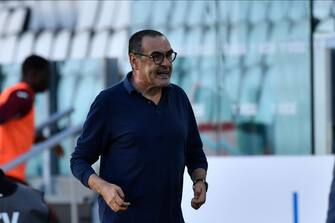 TURIN, ITALY - JULY 04: Maurizio Sarri Coach of Juventus FC during the Serie A match between Juventus and Torino FC at Allianz Stadium on July 04, 2020 in Turin, Italy. (Photo by Stefano Guidi/Getty Images)