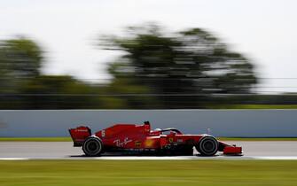 NORTHAMPTON, ENGLAND - AUGUST 08: Sebastian Vettel of Germany driving the (5) Scuderia Ferrari SF1000 drives on track during final practice for the F1 70th Anniversary Grand Prix at Silverstone on August 08, 2020 in Northampton, England. (Photo by Rudy Carezzevoli/Getty Images)