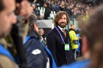 TURIN, ITALY - MARCH 12: Former Juventus player Andrea Pirlo is seen before the UEFA Champions League Round of 16 Second Leg match between Juventus and Club de Atletico Madrid at Allianz Stadium on March 12, 2019 in Turin, . (Photo by Tullio M. Puglia/Getty Images)
