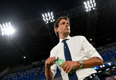 NAPLES, ITALY - AUGUST 01: SS Lazio head coach Simone Inzaghi during the Serie A match between SSC Napoli and  SS Lazio at Stadio San Paolo on August 01, 2020 in Naples, Italy. (Photo by Marco Rosi - SS Lazio/Getty Images)