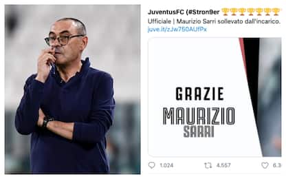 Juventus, Maurizio Sarri esonerato: c'è l'ufficialità del club