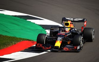 NORTHAMPTON, ENGLAND - AUGUST 09: Max Verstappen of the Netherlands driving the (33) Aston Martin Red Bull Racing RB16 on track during the F1 70th Anniversary Grand Prix at Silverstone on August 09, 2020 in Northampton, England. (Photo by Bryn Lennon/Getty Images)