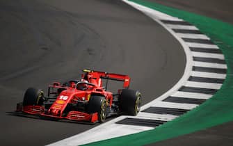 Ferrari's Monegasque driver Charles Leclerc during the F1 70th Anniversary Grand Prix at Silverstone on August 9, 2020 in Northampton. - The race commemorates the 70th anniversary of the inaugural world championship race, held at Silverstone in 1950. (Photo by Bryn Lennon / POOL / AFP) (Photo by BRYN LENNON/POOL/AFP via Getty Images)