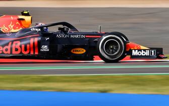 NORTHAMPTON, ENGLAND - AUGUST 09: Alexander Albon of Thailand driving the (23) Aston Martin Red Bull Racing RB16 on track during the F1 70th Anniversary Grand Prix at Silverstone on August 09, 2020 in Northampton, England. (Photo by Ben Stansall/Pool via Getty Images)