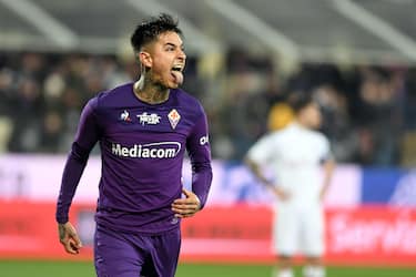 Fiorentina's midfielder Erick Pulgar celebrates after scoring during the Italian Serie A soccer match between ACF Fiorentina and AC Milan  at the Artemio Franchi stadium in Florence, Italy, 22 February 2020ANSA/CLAUDIO GIOVANNINI
