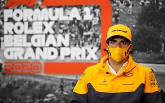 SAINZ Carlos (spa), McLaren Renault F1 MCL35, portrait press conference during the Formula 1 Rolex Belgian Grand Prix 2020, from August 28 to 30, 2020 on the Circuit de Spa-Francorchamps, in Stavelot, near Liège, Belgium - Photo Florent Gooden / Pool F1 / DPPI  