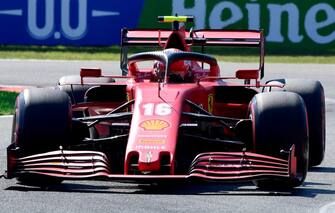 Ferrari's Monegasque driver Charles Leclerc competes during the qualifying session at the Autodromo Nazionale circuit in Monza on September 5, 2020 ahead of the Italian Formula One Grand Prix. (Photo by JENNIFER LORENZINI / POOL / AFP) (Photo by JENNIFER LORENZINI/POOL/AFP via Getty Images)