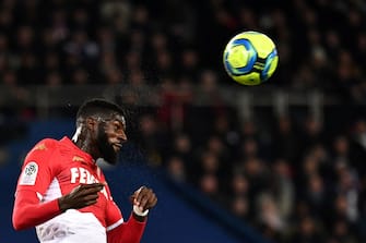 Monaco's French midfielder Tiemoue Bakayoko heads the ball during the French L1 football match between Paris Saint-Germain and AS Monaco at the Parc des Princes stadium in Paris on January 12, 2020. (Photo by Anne-Christine POUJOULAT / AFP) (Photo by ANNE-CHRISTINE POUJOULAT/AFP via Getty Images)