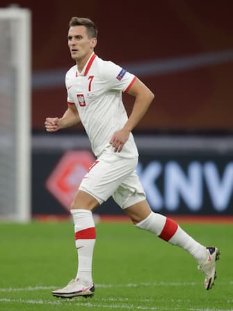 AMSTERDAM, NETHERLANDS - SEPTEMBER 4: Arkadiusz Milik of Poland during the  UEFA Nations league match between Holland  v Poland  at the Johan Cruijff ArenA on September 4, 2020 in Amsterdam Netherlands (Photo by Laurens Lindhout/Soccrates/Getty Images)