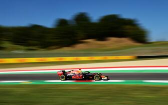 SCARPERIA, ITALY - SEPTEMBER 12: Max Verstappen of the Netherlands driving the (33) Aston Martin Red Bull Racing RB16 on track during final practice ahead of the F1 Grand Prix of Tuscany at Mugello Circuit on September 12, 2020 in Scarperia, Italy. (Photo by Miguel Medina - Pool/Getty Images)