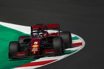 Ferrari's German driver Sebastian Vettel competes during the qualifying session at the Mugello circuit ahead of the Tuscany Formula One Grand Prix in Scarperia e San Piero on September 12, 2020. (Photo by Bryn Lennon / POOL / AFP) (Photo by BRYN LENNON/POOL/AFP via Getty Images)