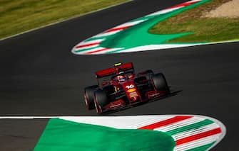 Ferrari's Monegasque driver Charles Leclerc competes during the qualifying session at the Mugello circuit ahead of the Tuscany Formula One Grand Prix in Scarperia e San Piero on September 12, 2020. (Photo by Bryn Lennon / POOL / AFP) (Photo by BRYN LENNON/POOL/AFP via Getty Images)