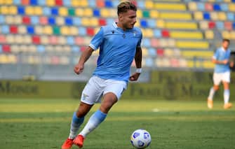 FROSINONE, ITALY - SEPTEMBER 12: Ciro Immobile of SS Lazio in action during the Pre-Season friendly match between Frosinone Calcio and SS Lazio at Stadio Benito Stirpe on September 12, 2020 in Frosinone, Italy. (Photo by Marco Rosi - SS Lazio/Getty Images)