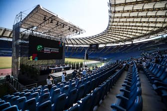 Un momento della conferenza stampa di presentazione degli Internazionali BNL d'Italia 2020 di Tennis allo Stadio Olimpico, Roma, 08 settembre 2020. ANSA/ANGELO CARCONI