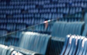 LÕassessore allo sport e politiche giovanili di Roma Daniele Frongia durante la conferenza stampa di presentazione degli Internazionali BNL d'Italia 2020 di Tennis allo Stadio Olimpico, Roma, 08 settembre 2020. ANSA/ANGELO CARCONI