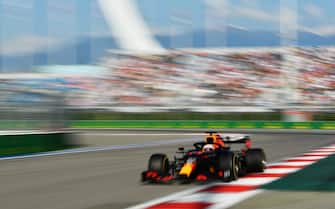 SOCHI, RUSSIA - SEPTEMBER 27: Max Verstappen of the Netherlands driving the (33) Aston Martin Red Bull Racing RB16 on track during the F1 Grand Prix of Russia at Sochi Autodrom on September 27, 2020 in Sochi, Russia. (Photo by Dan Mullan/Getty Images)