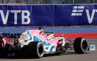 Racing Point's Mexican driver Sergio Perez steers his car during the Formula One Russian Grand Prix at the Sochi Autodrom Circuit in Sochi on September 27, 2020. (Photo by YURI KOCHETKOV / POOL / AFP) (Photo by YURI KOCHETKOV/POOL/AFP via Getty Images)