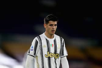 ROME, ITALY - SEPTEMBER 27:  Alvaro Morata of Juventus looks on during the Serie A match between AS Roma and Juventus at Stadio Olimpico on September 27, 2020 in Rome, Italy.  (Photo by Paolo Bruno/Getty Images)