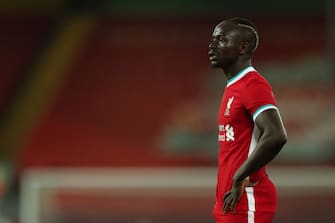 LIVERPOOL, ENGLAND - SEPTEMBER 28:  Sadio Mane of Liverpool during the Premier League match between Liverpool and Arsenal at Anfield on September 28, 2020 in Liverpool, United Kingdom. Sporting stadiums around the UK remain under strict restrictions due to the Coronavirus Pandemic as Government social distancing laws prohibit fans inside venues resulting in games being played behind closed doors. (Photo by Robbie Jay Barratt - AMA/Getty Images)