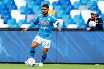 NAPLES, ITALY - SEPTEMBER 27: Lorenzo Insigne of Napoli  during the Italian Serie A   match between Napoli v Genoa at the Stadio San Paolo on September 27, 2020 in Naples Italy (Photo by Circo de Luca/Soccrates/Getty Images)