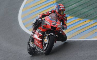 Ducati's Italian rider Danilo Petrucci competes during free practice session prior to the MotoGP race of the French motorcycling Grand Prix in Le Mans, northwestern France, on October 9, 2020. (Photo by JEAN-FRANCOIS MONIER / AFP) (Photo by JEAN-FRANCOIS MONIER/AFP via Getty Images)