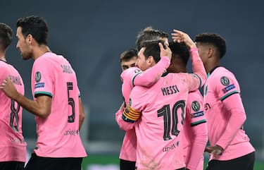 Barcelona s Lionel Messi jubilates after scoring the goal (0-2) during the Uefa Champions Legue soccer match Juventus FC vs Barcelona FC at the Allianz stadium in Turin, Italy, 28 October 2020.
ANSA/ALESSANDRO DI MARCO
