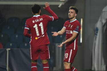 Liverpool's Diogo Jota jubilates after goal 0-1
during the UEFA Champions League Group D soccer match Atalanta BC vs Liverpool at Gewiss Stadium in Bergamo, Italy, 3 November 2020.
ANSA/PAOLO MAGNI