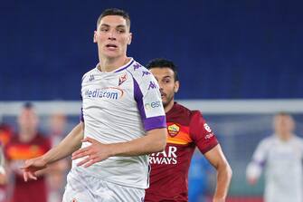 Nikola Milenkovic of Fiorentina in action during the Italian championship Serie A football match between AS Roma and ACF Fiorentina on November 1, 2020 at Stadio Olimpico in Rome, Italy - Photo Federico Proietti / DPPI / LM (Rome - 2020-11-01, LM/DPPI/Federico Proietti / IPA) p.s. la foto e' utilizzabile nel rispetto del contesto in cui e' stata scattata, e senza intento diffamatorio del decoro delle persone rappresentate