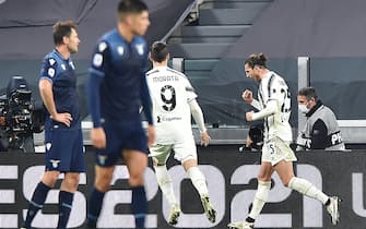 Juventus’ Adrien Rabiot jubilates after scoring the goal (1-1) during the italian Serie A soccer match Juventus FC vs SS Lazio at the Allianz stadium in Turin, Italy, 6 March 2021 ANSA/ALESSANDRO DI MARCO