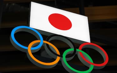 TOKYO, JAPAN - 2021/03/15: Japanese flag with Olympic Rings above the entrance to Japan Olympic Museum in Shinjuku.
Due to the Coronavirus pandemic, the Tokyo 2020 Olympic Games were moved to be held between 7.23 - 8.8, 2021. (Photo by Stanislav Kogiku/SOPA Images/LightRocket via Getty Images)