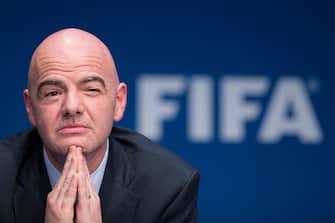 ZURICH, SWITZERLAND - MARCH 18: FIFA president Gianni Infantino speaks during a press conference after the  FIFA executive committee meeting at the FIFA headquarters on March 18, 2016 in Zurich, Switzerland. (Photo by Valeriano Di Domenico/Getty Images)