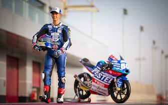DOHA, QATAR - APRIL 01: Moto3 rider Jason Dupasquier of Switzerland and CarXpert PruestelGP walks in front of his bike during the PruestelGP photo shooting at Losail Circuit on April 01, 2021 in Doha, Qatar. (Photo by Steve Wobser/Getty Images)