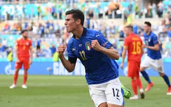 ROME, ITALY - JUNE 20: Matteo Pessina of Italy celebrates after scoring their side's first goal during the UEFA Euro 2020 Championship Group A match between Italy and Wales at Olimpico Stadium on June 20, 2021 in Rome, Italy. (Photo by Alberto Lingria - Pool/Getty Images)