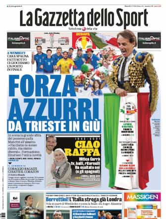 La prima pagina della Gazzetta dello Sport dedicata a Raffaella Carrà
