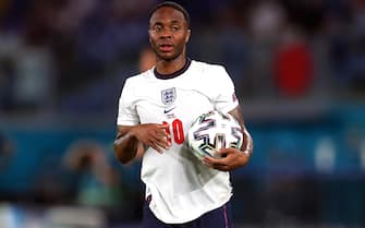 epa09321271 Raheem Sterling of England in action during the UEFA EURO 2020 quarter final match between Ukraine and England in Rome, Italy, 03 July 2021.  EPA/Mike Hewitt / POOL (RESTRICTIONS: For editorial news reporting purposes only. Images must appear as still images and must not emulate match action video footage. Photographs published in online publications shall have an interval of at least 20 seconds between the posting.)