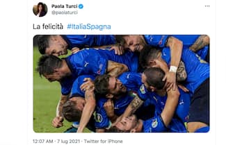 Italia-Spagna. Le reazioni sui social: Paola Turci