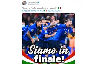 Italia-Spagna. Le reazioni sui social: Matteo Salvini